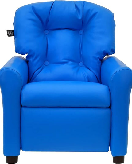 The Crew Furniture Traditional Kids Recliner, Toddler Ages 1-5 Years, Pu Faux Leather, Blue - LeafyLoom