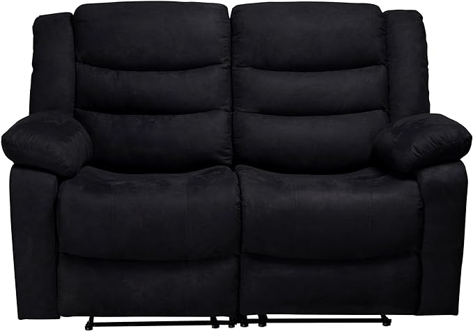 Manual Set, Modern Single Chair, Loveseat and 3 Seat Sofa&Couch with Consoles,2 Cup Holders and Storage, Living Room Furniture, Upholstered Reclining Sectional Sofa, Black - LeafyLoom