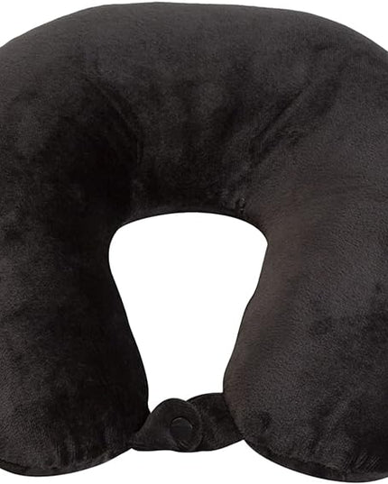 Adult Cozy Soft Microfiber Neck Pillow, Compact, Perfect for Plane or Car Travel, Black - LeafyLoom