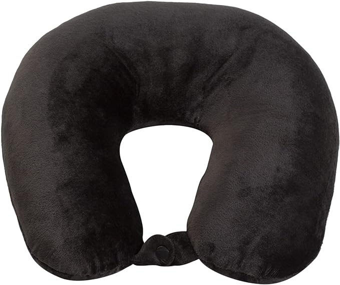 Adult Cozy Soft Microfiber Neck Pillow, Compact, Perfect for Plane or Car Travel, Black - LeafyLoom