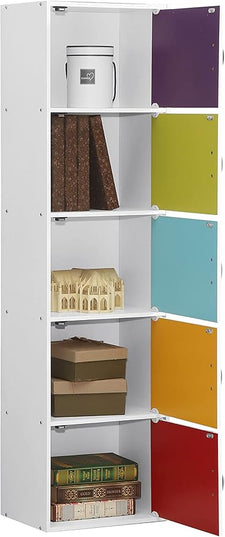 HODEDAH IMPORT Bookcase, Rainbow, 5 Door - LeafyLoom