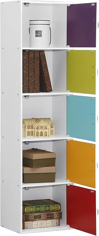 HODEDAH IMPORT Bookcase, Rainbow, 5 Door - LeafyLoom