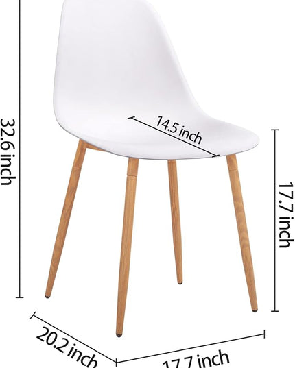 CangLong Modern White Dining Chairs Stylish Plastic Cushion Side Chairs with Metal Legs for Kitchen,Living Room,Set of 4 - LeafyLoom