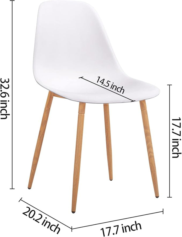 CangLong Modern White Dining Chairs Stylish Plastic Cushion Side Chairs with Metal Legs for Kitchen,Living Room,Set of 4 - LeafyLoom