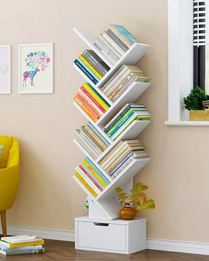 Flydem Tree Bookshelf,Bookshelves,Books Holder, Tree Bookcase,book organizer,Book Rack,Organizer for Books,kids bookshelf,small bookshelf for small spaces,white bookcase/bookshelf(White) - LeafyLoom