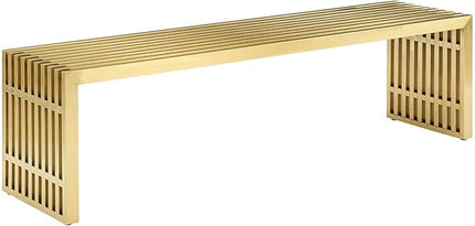 Modway Gridiron Contemporary Modern Gold Stainless Steel Large Bench, 60" - LeafyLoom