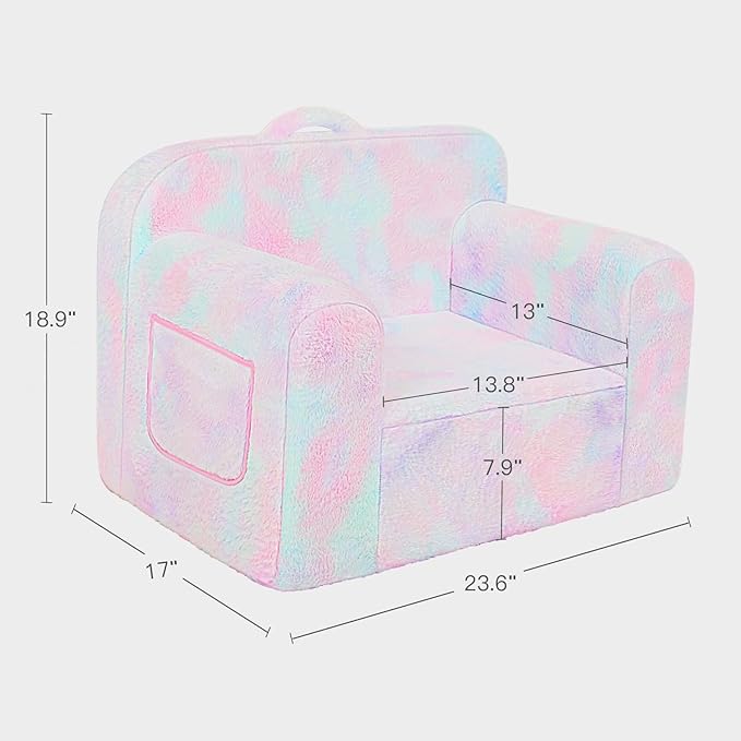 Toddler First Chair, Baby Chairs Comfy Toddler for Boys and Girls for Ages 18 Months and Up, Fits Any Decor (light-colored tie-dye) - LeafyLoom
