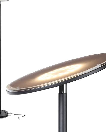 Brightech Sky Flux Dimmable LED Floor Lamp – Super Bright Floor Lamp for Living Room and Offices – Torchiere Standing Lamp with 3 Light Options, Tall Lamp for Bedroom Reading and More - Black - LeafyLoom