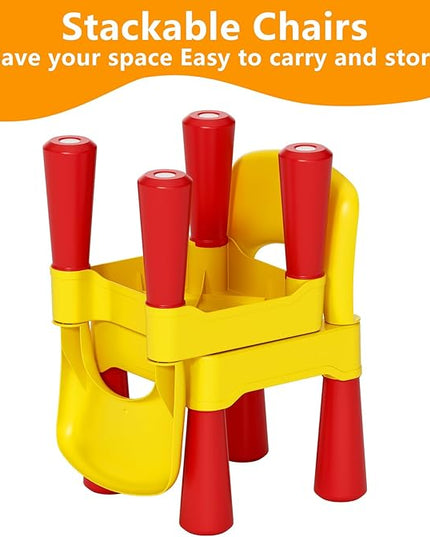 burgkidz Plastic Toddler Chair, Durable and Lightweight, 9.3" Height Seat, Indoor or Outdoor Use for Boys Girls for 18+ Months (Yellow) - LeafyLoom