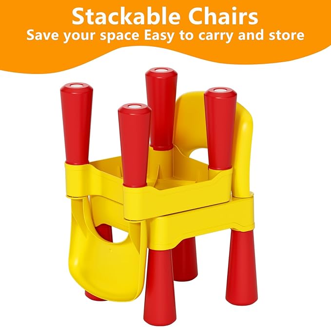 burgkidz Plastic Toddler Chair, Durable and Lightweight, 9.3" Height Seat, Indoor or Outdoor Use for Boys Girls for 18+ Months (Yellow) - LeafyLoom