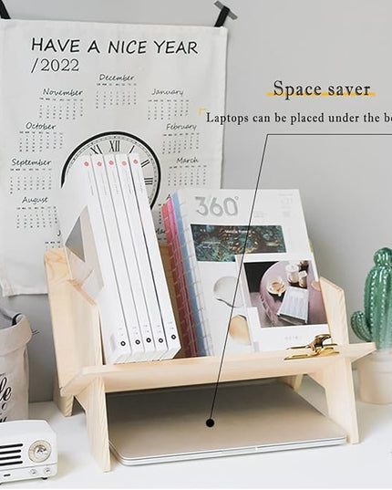 Wood Bookcase in Living Room/Home/Office, Desktop Book Shelf Organizer Bookshelves Storage Rack for CDs/Magazine/Books Display (Style V) - LeafyLoom