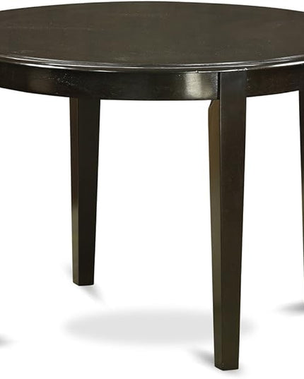 East West Furniture BOBA5-CAP-21 Boston 5 Piece Kitchen Set Includes a Round Dining Room Table and 4 Blue Color Linen Fabric Parsons Dinette Chairs, Cappuccino, 42x42 Inch - LeafyLoom