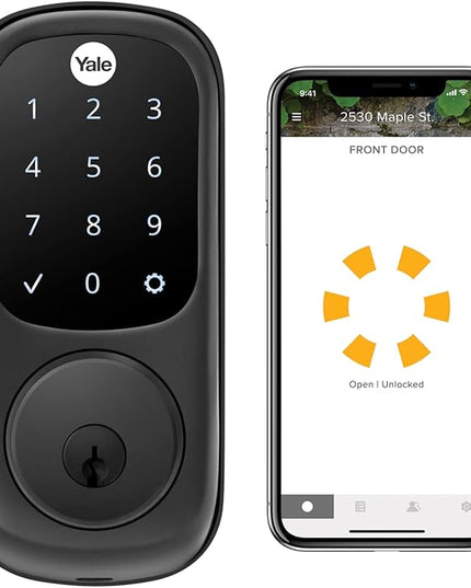 Yale Assure Lock, Black Suede Smart Lock with Wi-Fi Connected Digital Touchscreen Keypad for Front or Back Door with Back Up Key, YRD226-CBA-BSP Yale