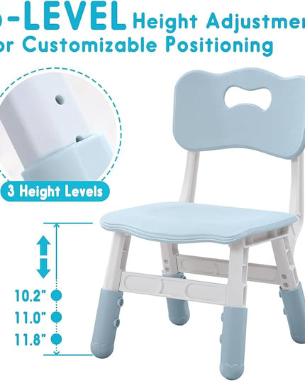 Kids Chair Height Adjustable Toddler Chair Max Load 220LBS Plastic Indoor Outdoor Chair for Children Age 1-6 School Home Daycare Use Bluegrey - LeafyLoom
