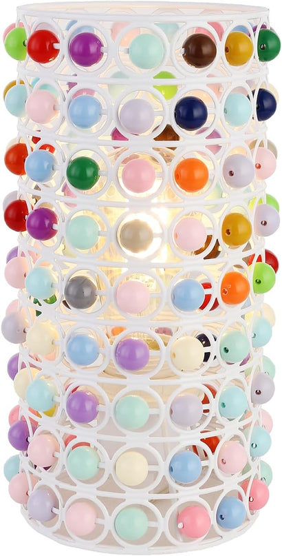 Colorful Bead Lamp-Cute Table Lamp for Girls Room, Unique Lampshade, Bulb included - LeafyLoom