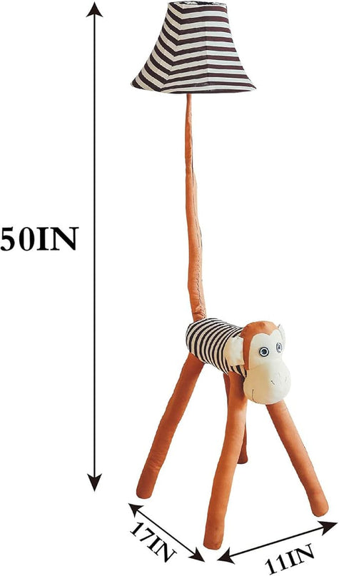 Floor Lamp by Cozylight, Brown Monkey Design 50 Inch Modern Floor Lamp for Bedroom, Hand-Stitched Toy Standing Lamp for Living Room, Kids Floor lamp Come with an LED Bulb - LeafyLoom