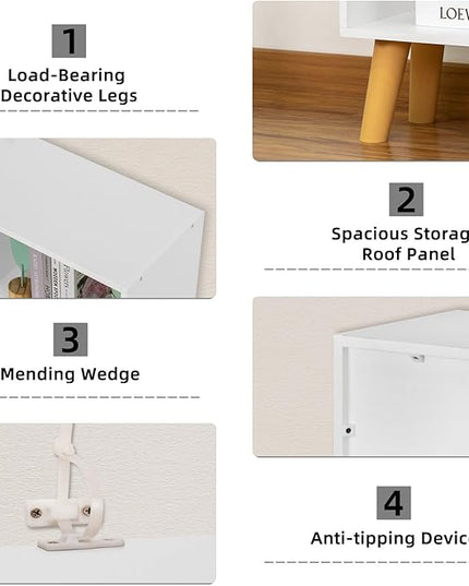 YAHARBO 10 Cube White Bookshelf,3 Tier Book Shelf with Legs,Modern Minimalist Bookcase,Open Book Shelves Storage Organizer,Frees Standing Wooden Display Bookcases for Small Space,Bedroom,Living Room - LeafyLoom