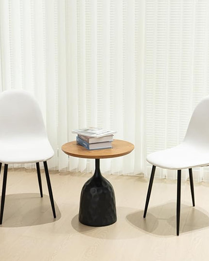 FurnitureR Dining Chairs Set of 4, Fabric Comfy Seat Armless Side Chairs with Metal Legs Mid Century for Home Kitchen Reception Room, Beige - LeafyLoom