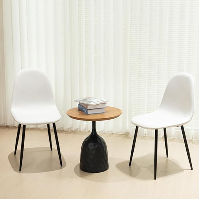 FurnitureR Dining Chairs Set of 4, Fabric Comfy Seat Armless Side Chairs with Metal Legs Mid Century for Home Kitchen Reception Room, Beige - LeafyLoom
