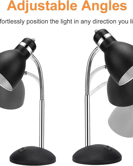 Table Lamp, Small Desk Lamp with Flexible Gooseneck, Adjustable Study Lamp with ON/Off Switch, Nightstand Lamp for Dorm Room, Bedroom, Classroom, College - LeafyLoom