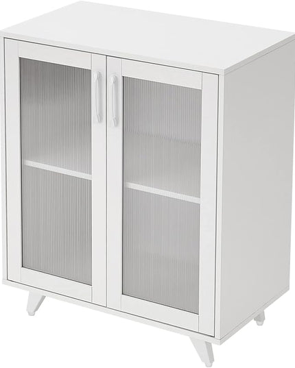 Panana Kitchen Buffet Server Table Accent Sideboard Cupboard Server Buffet Console Table with Doors Cabinet (27inch, white) - LeafyLoom