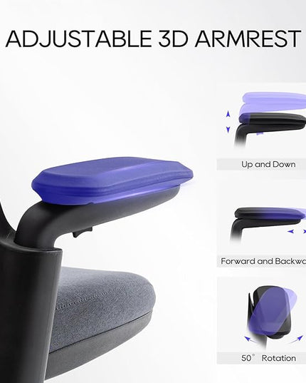 Ergonomic Mesh Office Chair, Mid Back Computer Executive Desk Chair with 3D Armrests, Slide Seat, Tilt Lock and Lumbar Support-Black/Grey - LeafyLoom