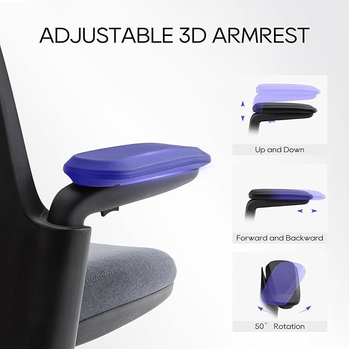Ergonomic Mesh Office Chair, Mid Back Computer Executive Desk Chair with 3D Armrests, Slide Seat, Tilt Lock and Lumbar Support-Black/Grey - LeafyLoom