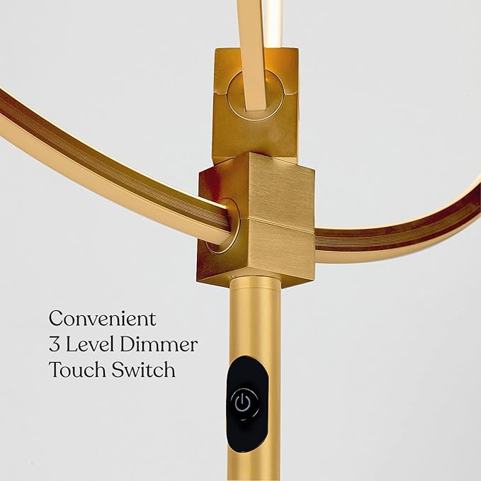 Brightech Eclipse Modern LED Torchiere Floor Lamp - Very High Brightness, Indoor Lamp - Living Room Standing Light - Alternative to Halogen - Built in Touch Dimmer - Gold/Brass - LeafyLoom