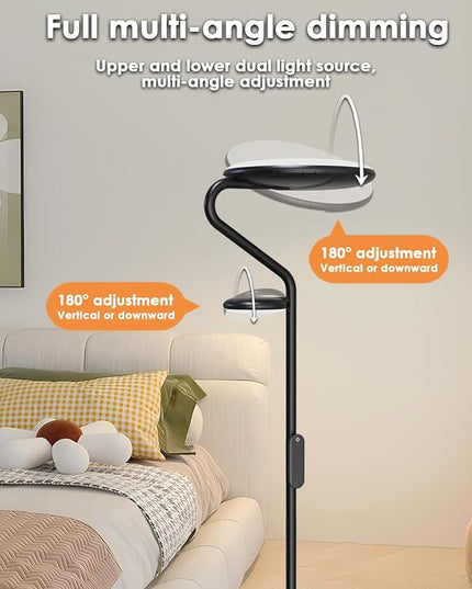 Floor Lamp, LED Standing Lamp with 2 Light Sources, Button & Remote Control, 36W Corner Floor Light with 4 Brightness, Stepless Color Temperature, Tall Lamps for Living Room, Bedroom, Office - LeafyLoom