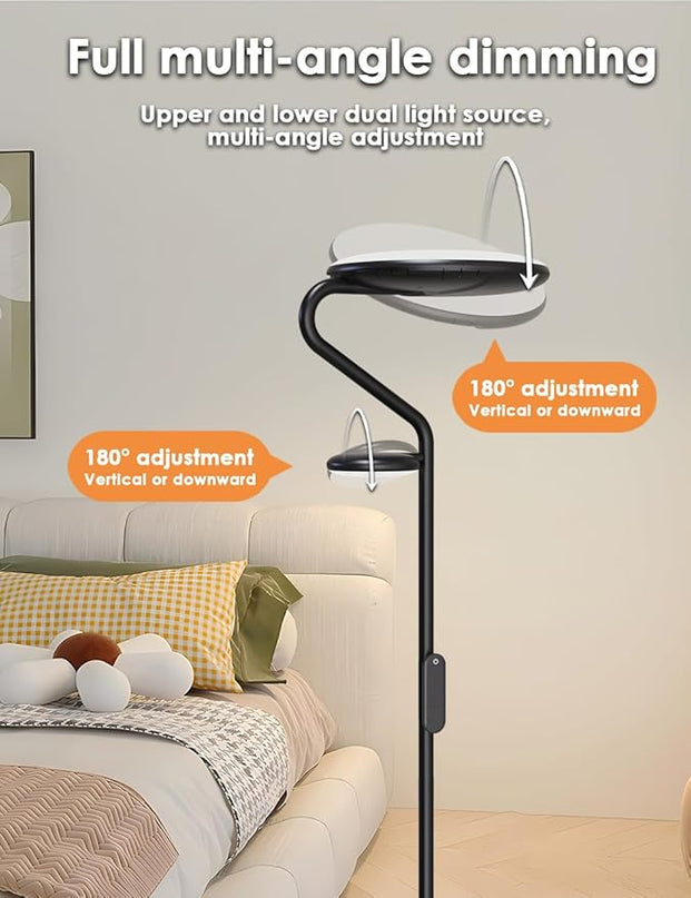 Floor Lamp, LED Standing Lamp with 2 Light Sources, Button & Remote Control, 36W Corner Floor Light with 4 Brightness, Stepless Color Temperature, Tall Lamps for Living Room, Bedroom, Office - LeafyLoom