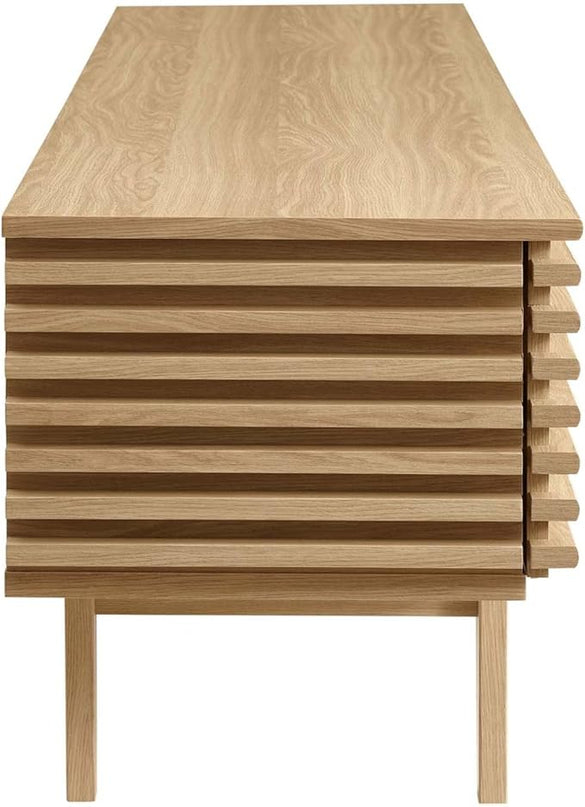Modway Render Mid-Century Modern Low Profile 71 Inch TV Stand in Oak, 71" - LeafyLoom