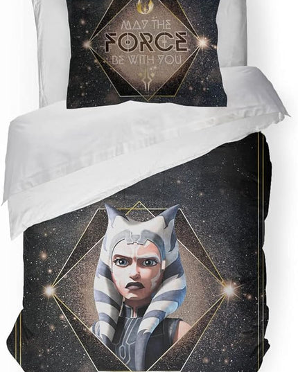 Jay Franco Star Wars The Clone Wars Ahsoka Force Full Comforter & Sham Set - Kids Super Soft Bedding - Fade Resistant Microfiber (Official Star Wars Product) - LeafyLoom
