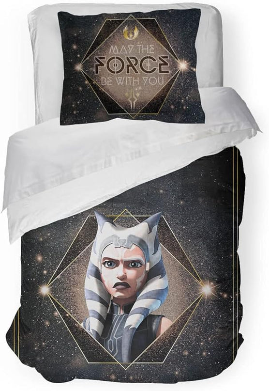 Jay Franco Star Wars The Clone Wars Ahsoka Force Full Comforter & Sham Set - Kids Super Soft Bedding - Fade Resistant Microfiber (Official Star Wars Product) - LeafyLoom