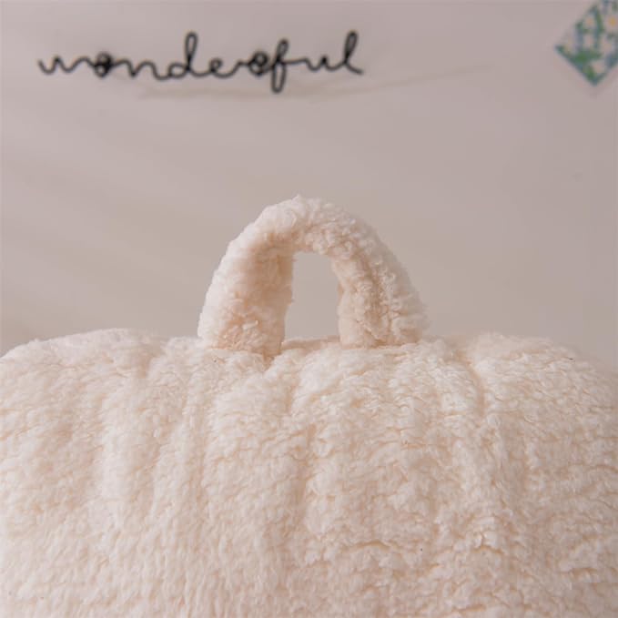 Aimuan Reading Pillow Bed Rest Wedge Large Adult Backrest Pillow with Arms Back Support for Sitting Up in Bed Cushion Incline Rest Sleeping Snoring Pillow,Sherpa Ivory Standard - LeafyLoom