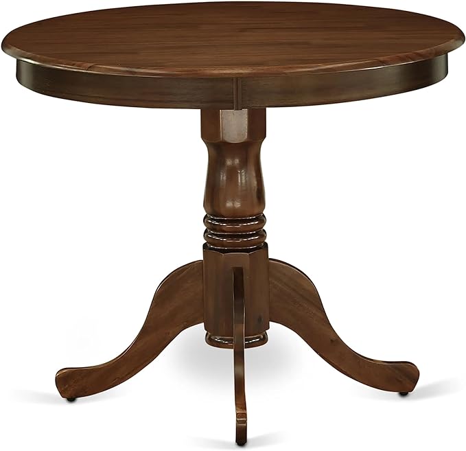 East West Furniture ANAB5-AWA-05 Antique 5 Piece Kitchen Set Contains a Round Dining Room Table with Pedestal and 4 Upholstered Chairs, 36x36 Inch - LeafyLoom