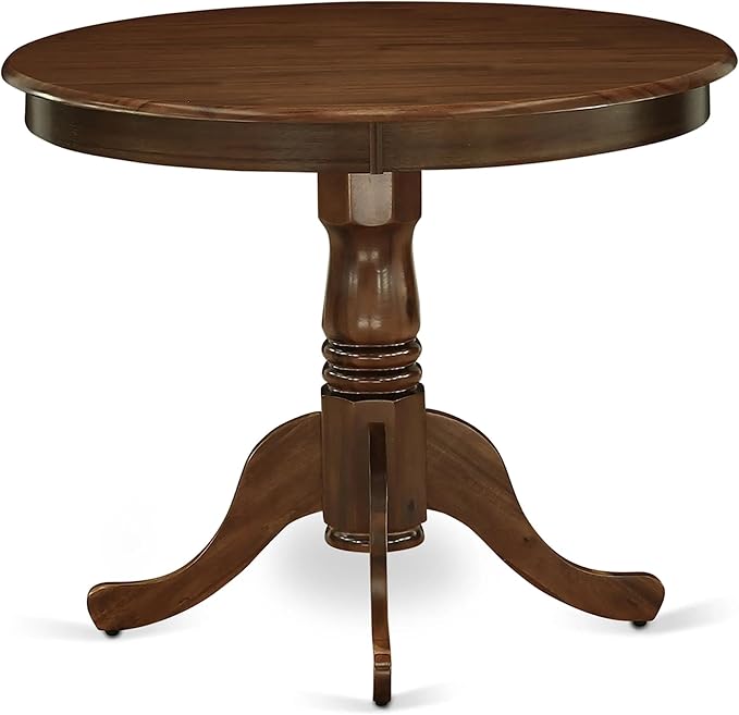 East West Furniture ANGA5-AWA-03 Antique 5 Piece Set for Small Spaces Consist of a Round Dining Room Table with Pedestal and 4 Parson Kitchen Chairs - LeafyLoom