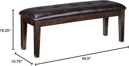 Signature Design by Ashley Hammis Rake Back Dining Room Chair, Set of 2, Dark Brown Haddigan Traditional Upholstered Dining Room Bench, Dark Brown - LeafyLoom