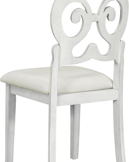 6-Piece Mid-Century Dining Set for 6, Trestle Table and 4 Elegant Victorian Round Back Chairs & Bench, for Kitchen Living Room, Cherry+Antique White, 59.8" L x 35.8" W x 30" H - LeafyLoom
