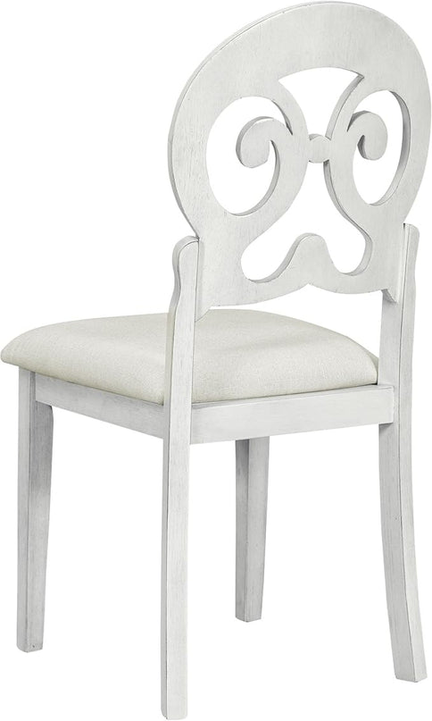 6-Piece Mid-Century Dining Set for 6, Trestle Table and 4 Elegant Victorian Round Back Chairs & Bench, for Kitchen Living Room, Cherry+Antique White, 59.8" L x 35.8" W x 30" H - LeafyLoom