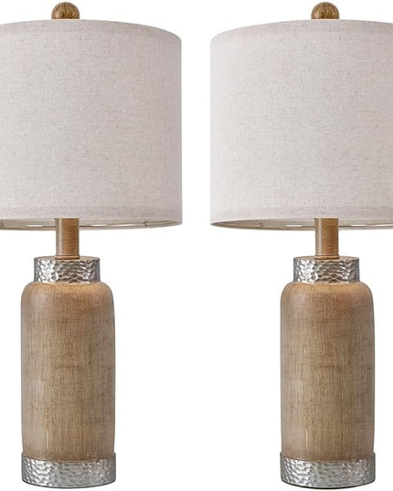 Table Lamp for Bedroom Living Room 20.25" Farmhouse Rustic Vintage Small Lamps Bedside Nightstand Light Home Office Desk Retro Mysterious East Style Deco (Antique Brown) - LeafyLoom