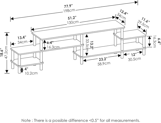Furinno Turn-N-Tube Grand Stand for TV up, 78 Inch, French Oak - LeafyLoom