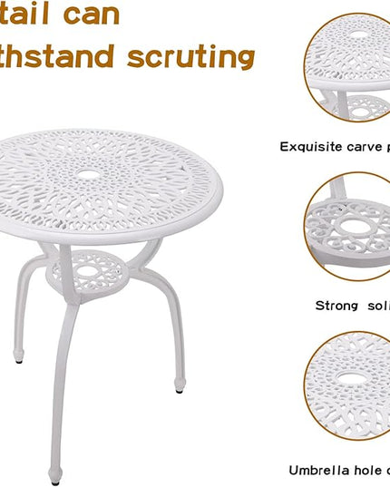 3-Piece Patio Bistro Furniture Set Cast-Aluminum Bistro Table Set for Lawn,Garden,Backyard - LeafyLoom