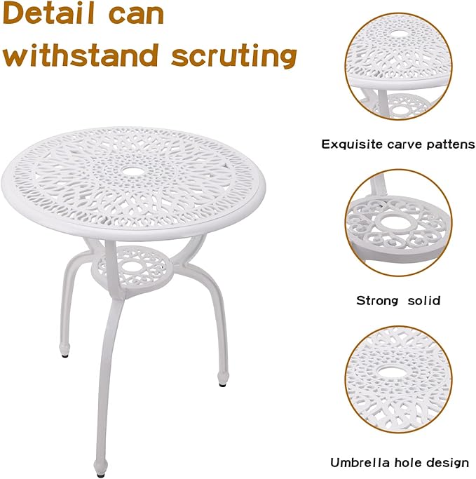 3-Piece Patio Bistro Furniture Set Cast-Aluminum Bistro Table Set for Lawn,Garden,Backyard - LeafyLoom