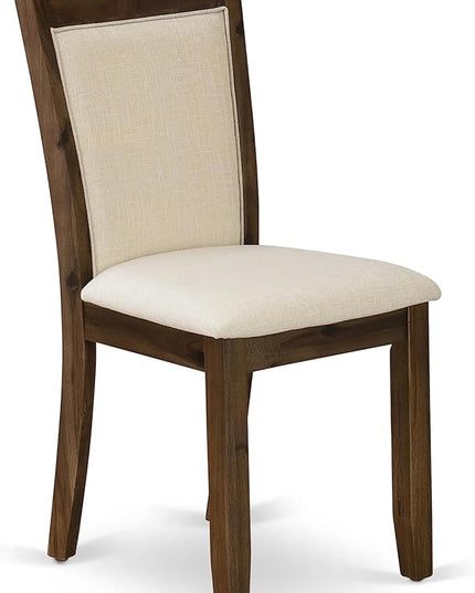 East West Furniture DLMZ5-AWA-32 Dublin 5 Piece Dining Room Furniture Set Includes a Round Kitchen Table with Dropleaf and 4 Parson Chairs, 42x42 Inch - LeafyLoom