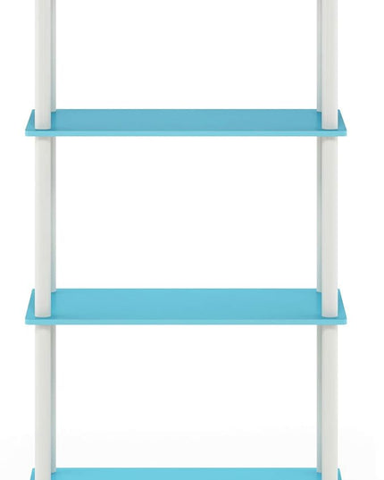 Furinno Turn-N-Tube 4-Tier Multipurpose Shelf Display Rack, Round Tubes, Light Blue/White - LeafyLoom