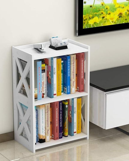 Side Table, 3 Tier 2 Shelf Small Bookshelf Bookcase for Small Spaces, Bedside End Table Nightstand, Kids Book Storage Shelves for Bedroom Living Room Office, White - LeafyLoom