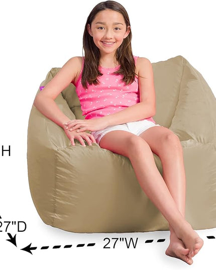 Posh Creations Structured Comfy Bean Bag Chair for Gaming, Reading, and Watching TV, Coronado Chair, Microsuede - Camel - LeafyLoom