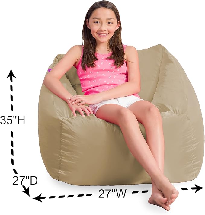 Posh Creations Structured Comfy Bean Bag Chair for Gaming, Reading, and Watching TV, Coronado Chair, Microsuede - Camel - LeafyLoom