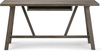 SIMPLIHOME Dylan SOLID WOOD Modern Industrial 60 inch Wide Home Office Desk, Writing Table, Workstation, Study Table Furniture in Driftwood - LeafyLoom