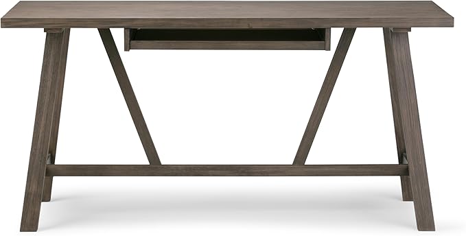 SIMPLIHOME Dylan SOLID WOOD Modern Industrial 60 inch Wide Home Office Desk, Writing Table, Workstation, Study Table Furniture in Driftwood - LeafyLoom